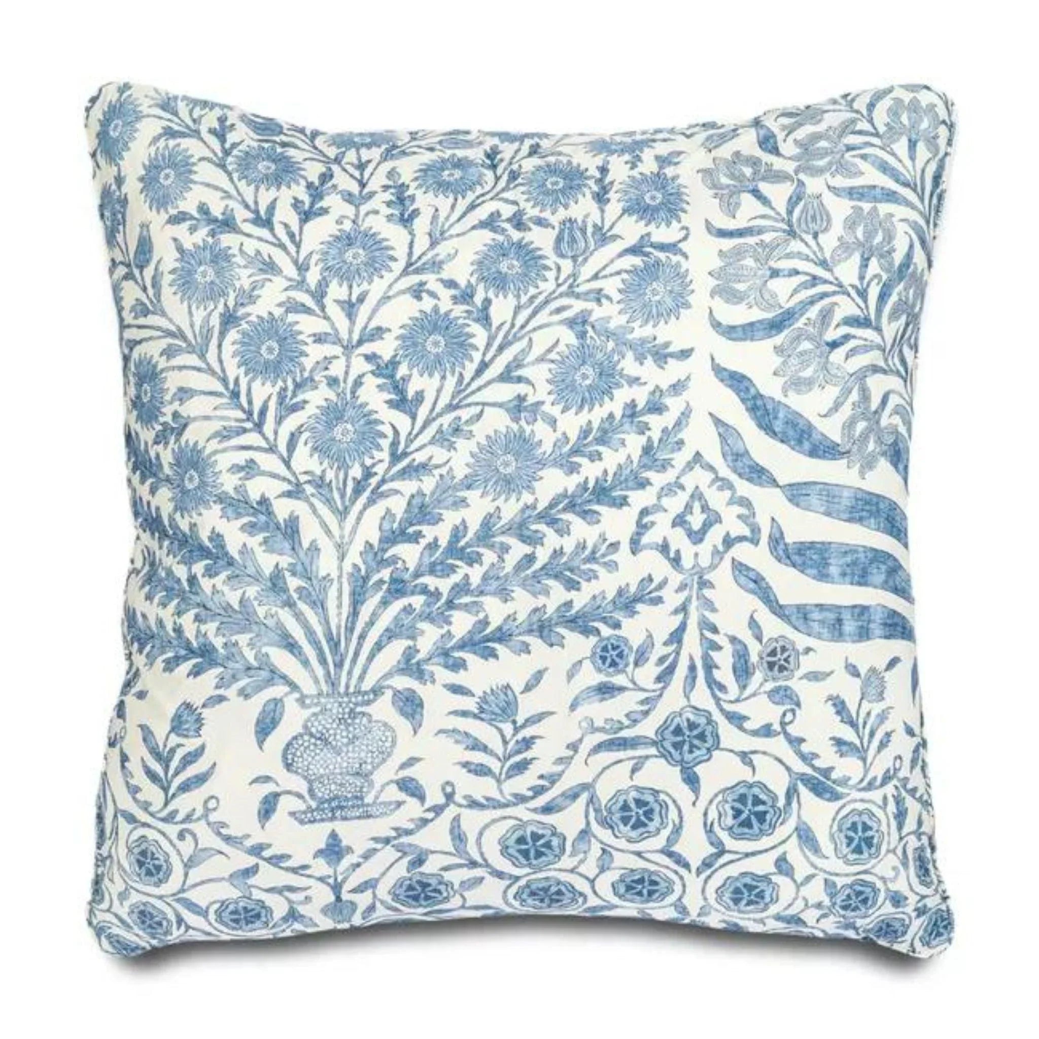 Blue and white outlet throw pillow