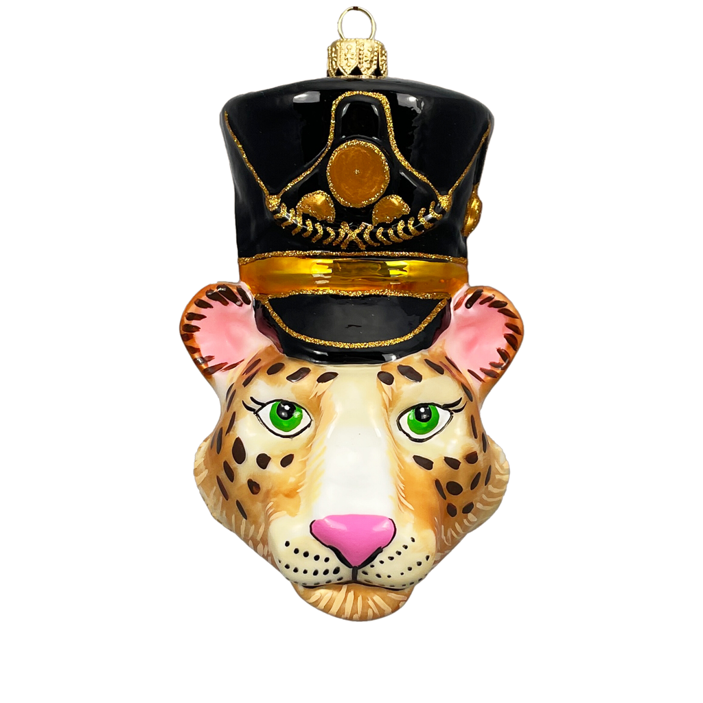 Leopard Head Blown Glass Christmas Ornament - The Well Appointed House