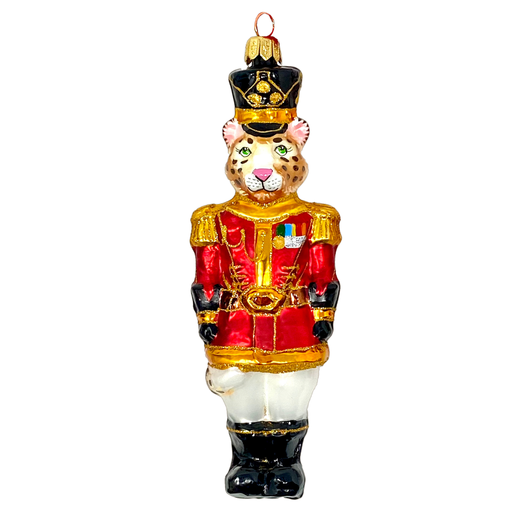 Leopard Nutcracker Blown Glass Christmas Ornament - The Well Appointed House