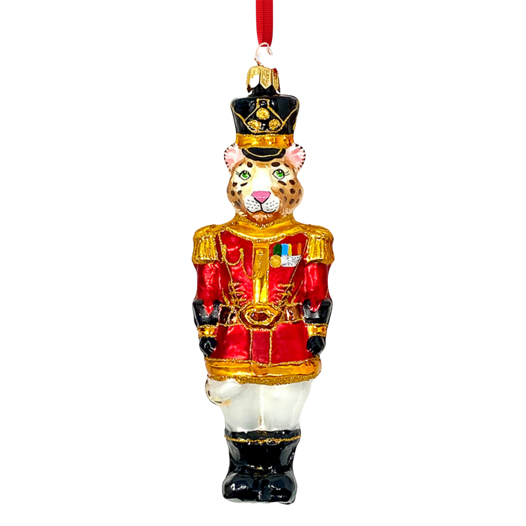 Leopard Nutcracker Blown Glass Christmas Ornament - The Well Appointed House