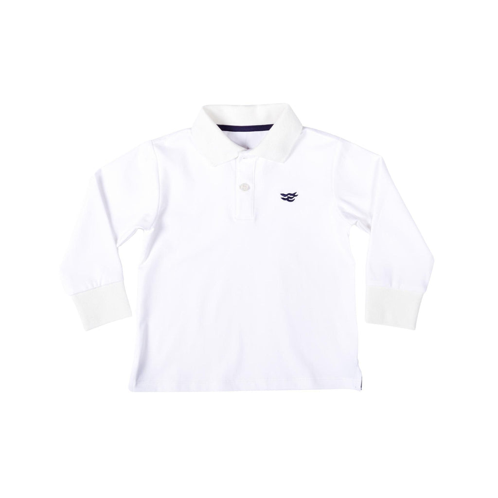 Long Sleeve Carter Polo in Classic White - The Well Appointed House