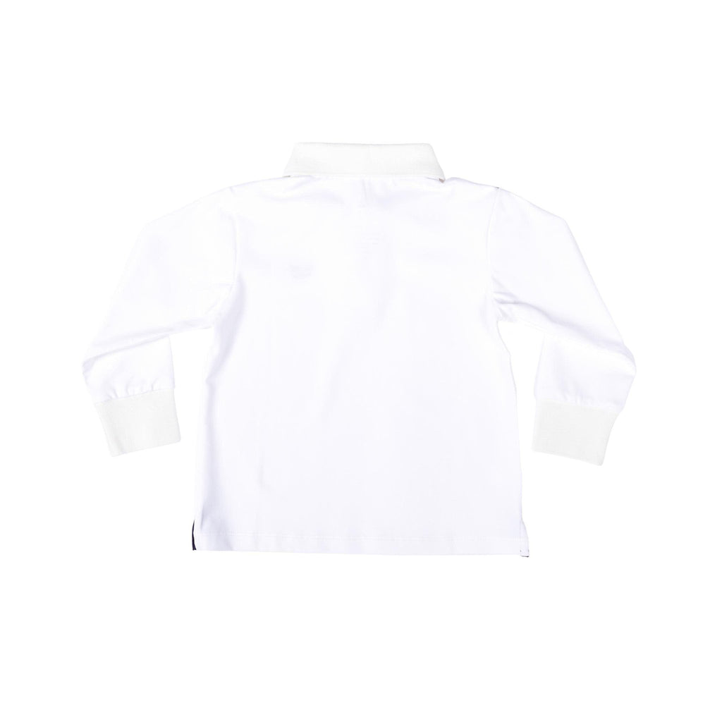 Long Sleeve Carter Polo in Classic White - The Well Appointed House