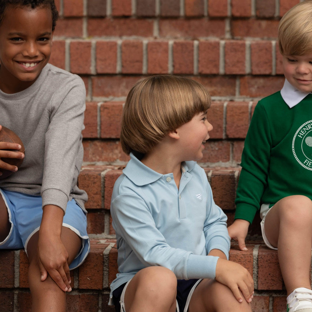 Long Sleeve Carter Polo in Bay Tree Blue - The Well Appointed House