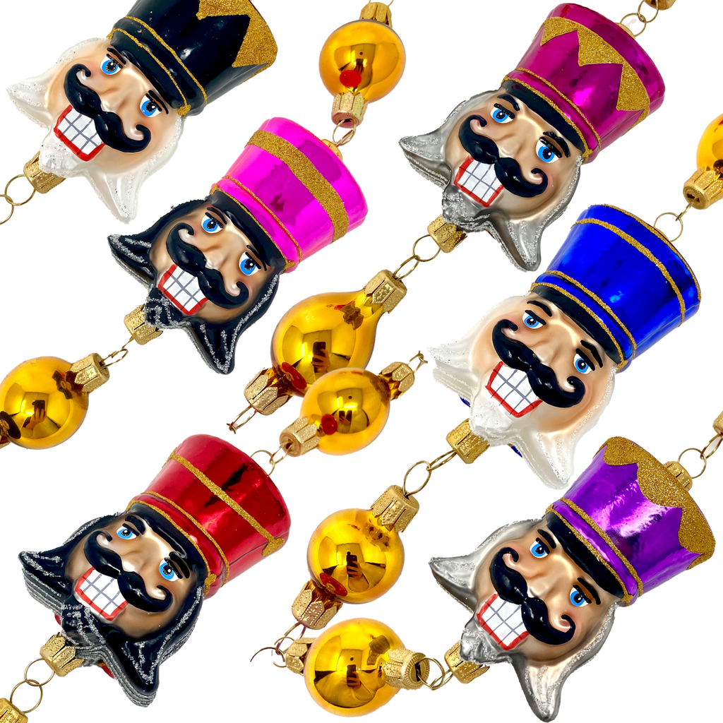 Nutcracker Blown Glass Christmas Garland- The Well Appointed House