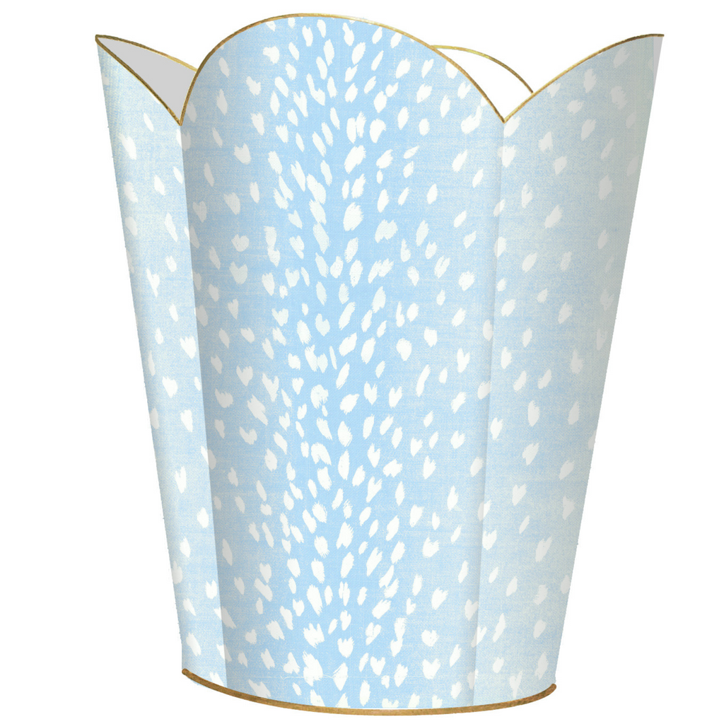 Pale Blue Antelope Wastepaper Basket and Optional Tissue Box Cover - Wastebasket - The Well Appointed House