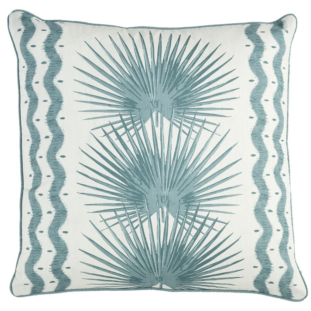 Spa Palmette Piped Edge Decorative Throw Pillow - The Well Appointed House