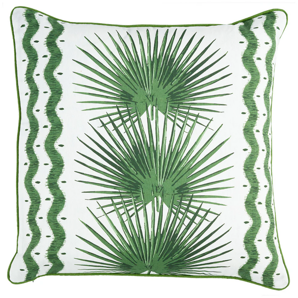 Forest Palmette Piped Edge Decorative Throw Pillow - The Well Appointed House