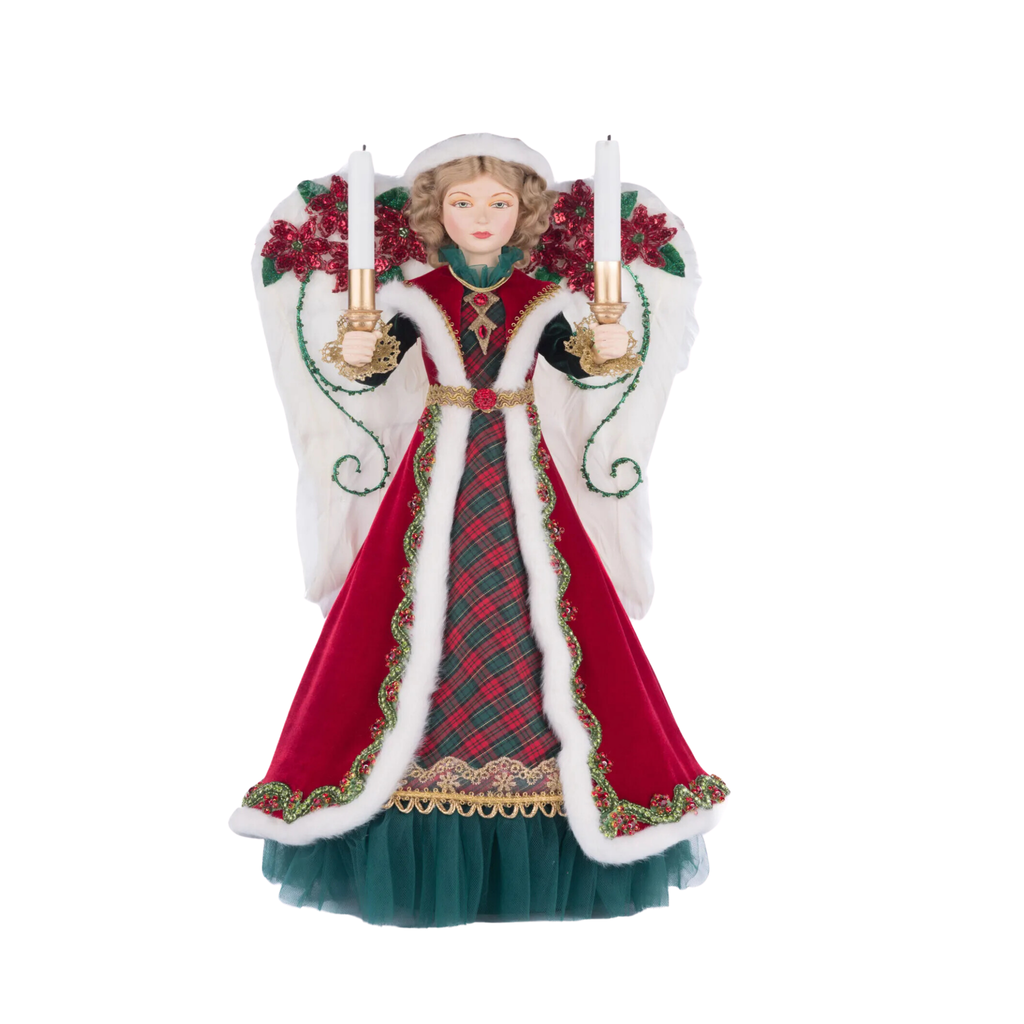 Penelope Poinsettia Angel Tree Topper Christmas Decoration - The Well Appointed House