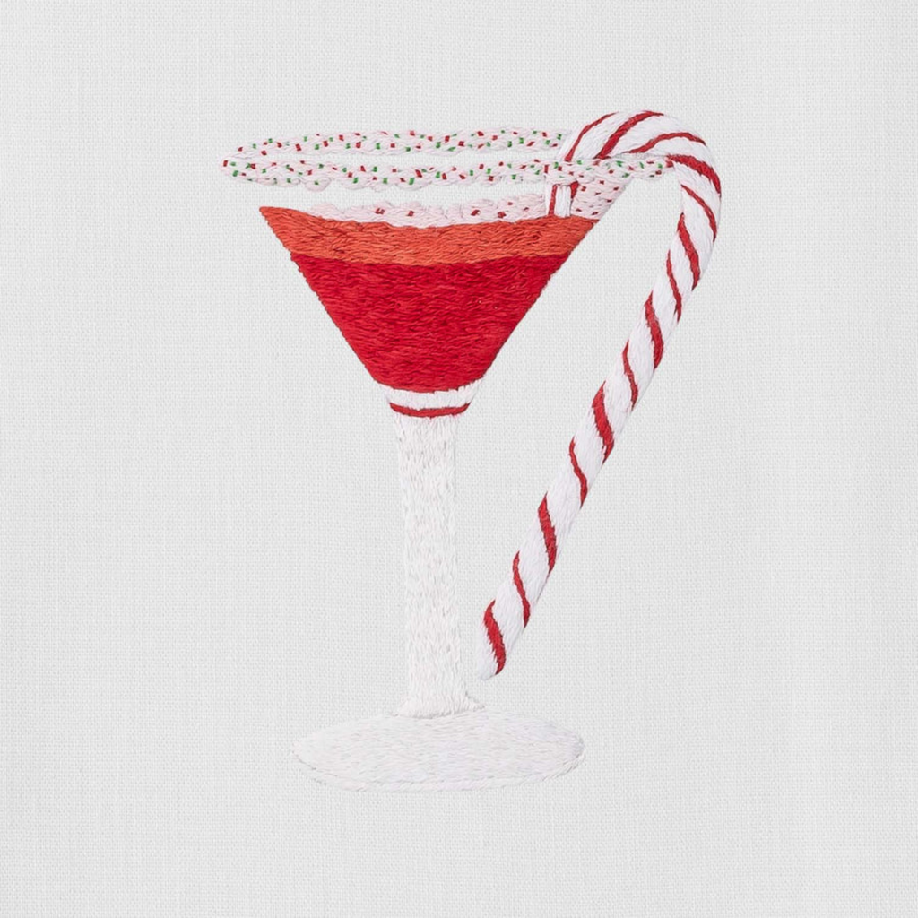 Set of 4 Peppermint Martini Christmas Hand Towels - The Well Appointed House