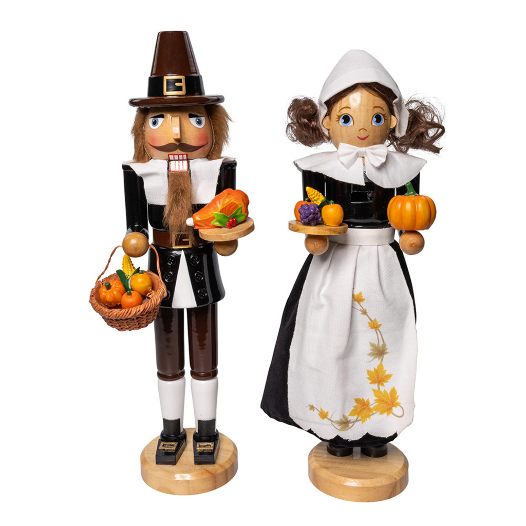 15" Man & Women Pilgrim Nutcracker Set - The Well Appointed House