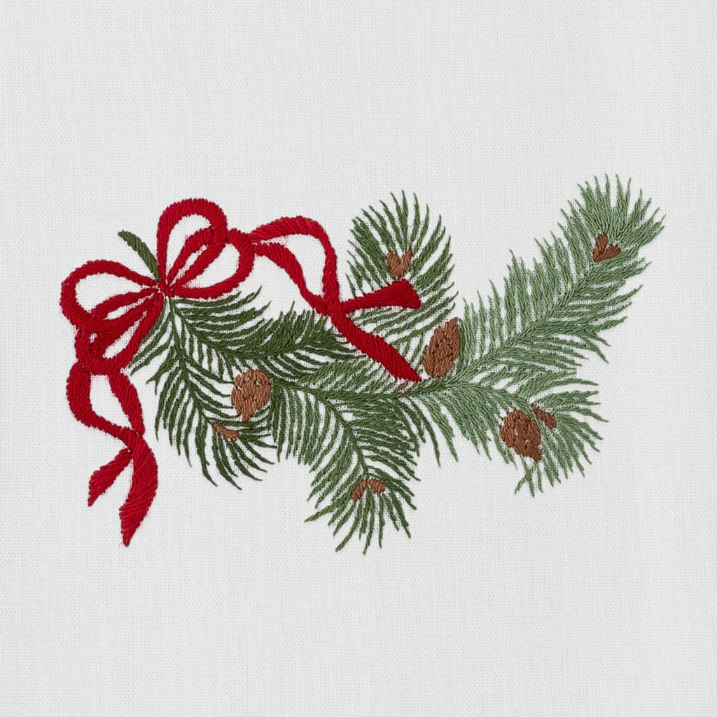 Set of 4 Pine Bough Christmas Hand Towels - The Well Appointed House