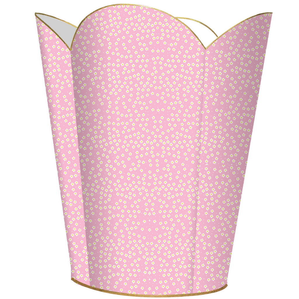 Pink & Yellow Daisy Wastepaper Basket and Optional Tissue Box Cover - Wastebasket - The Well Appointed House