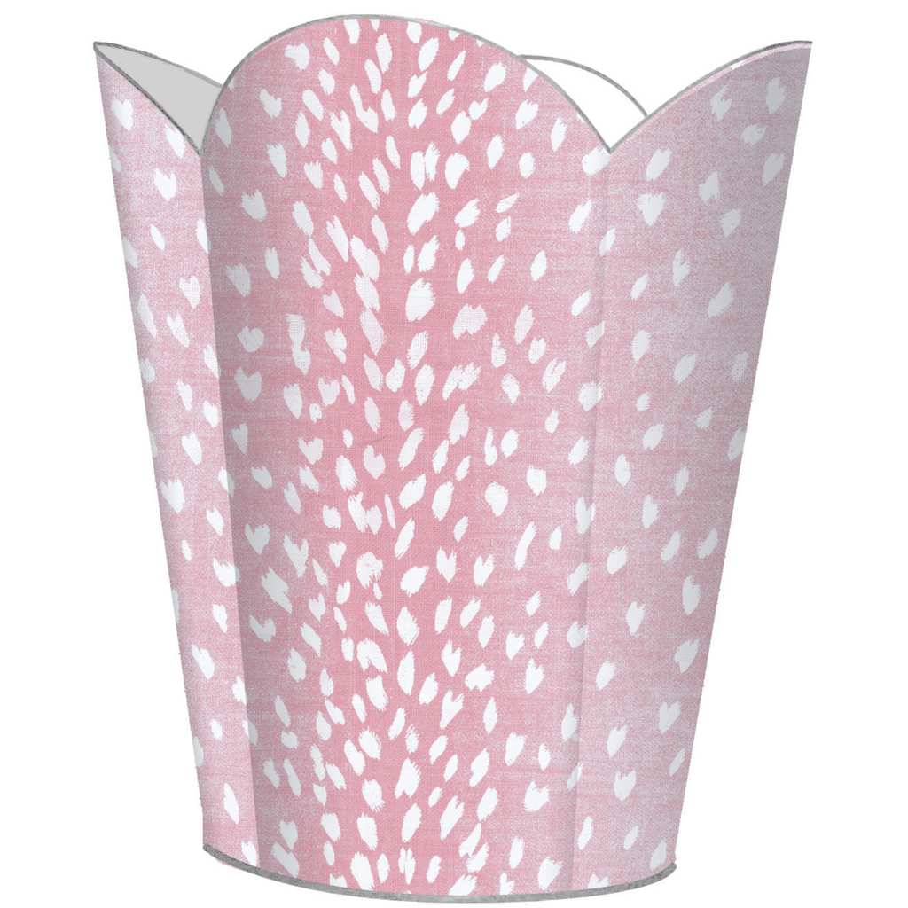 Pink Antelope Wastepaper Basket and Optional Tissue Box Cover - Wastebasket Sets - The Well Appointed House