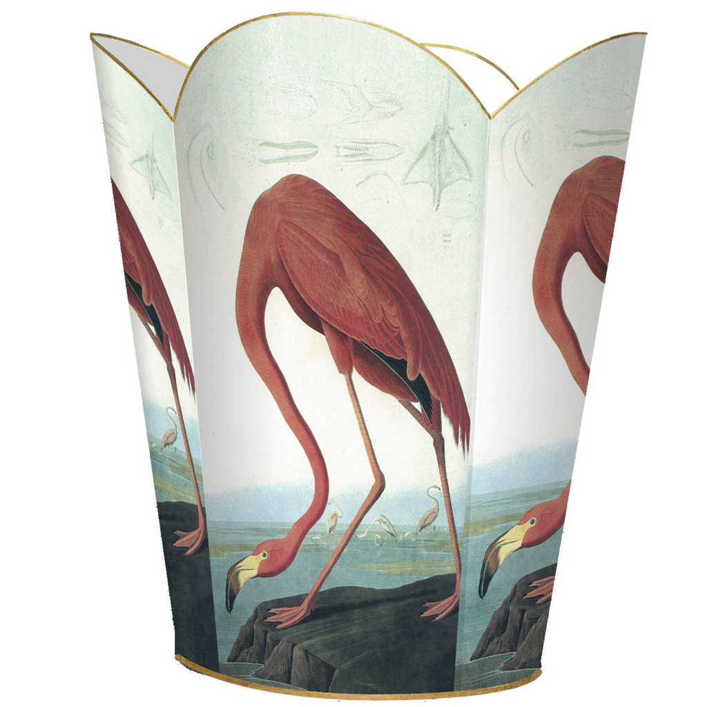 Pink Flamingo Wastepaper Basket and Optional Tissue Box Cover - Wastebasket - The Well Appointed House