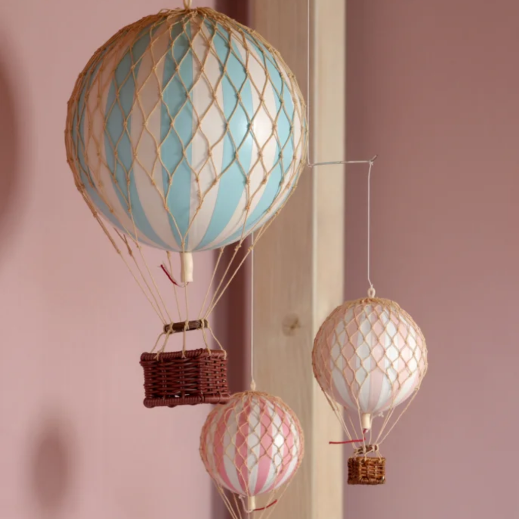 Children's Pink & White Air Balloon Mobile - The Well Appointed House