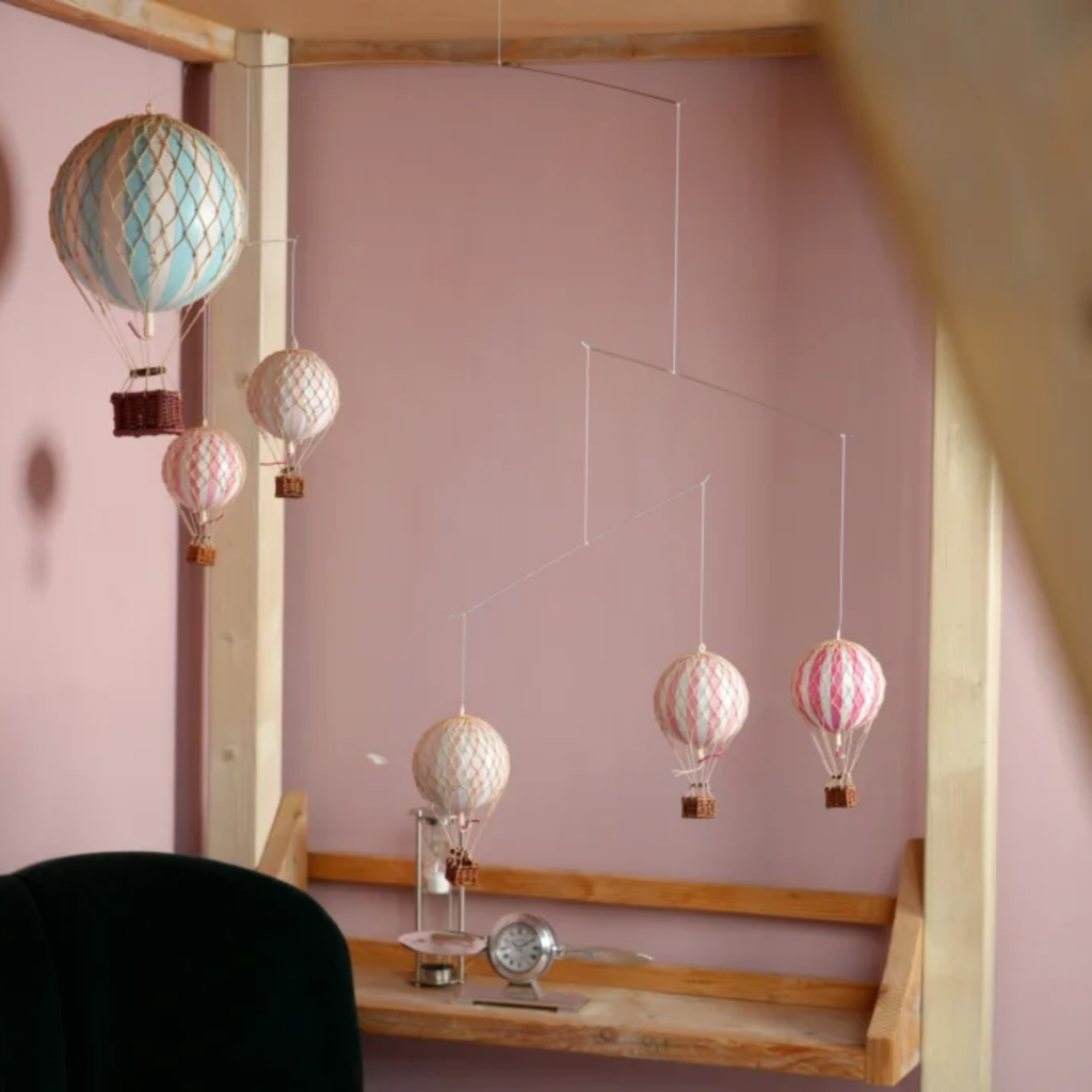 Children's Pink & White Air Balloon Mobile - The Well Appointed House