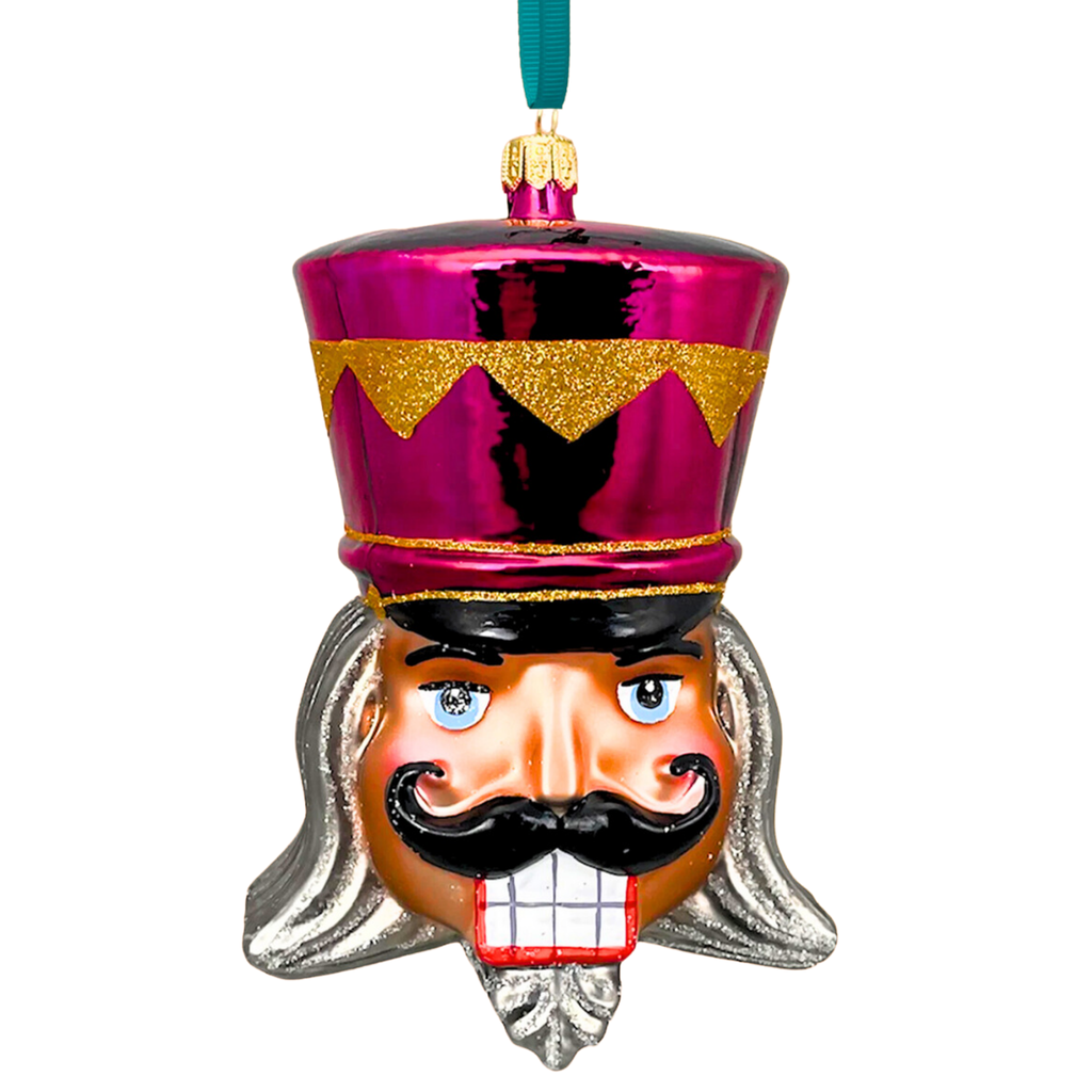 Pink Nutcracker Head Blown Glass Christmas Ornament - The Well Appointed House