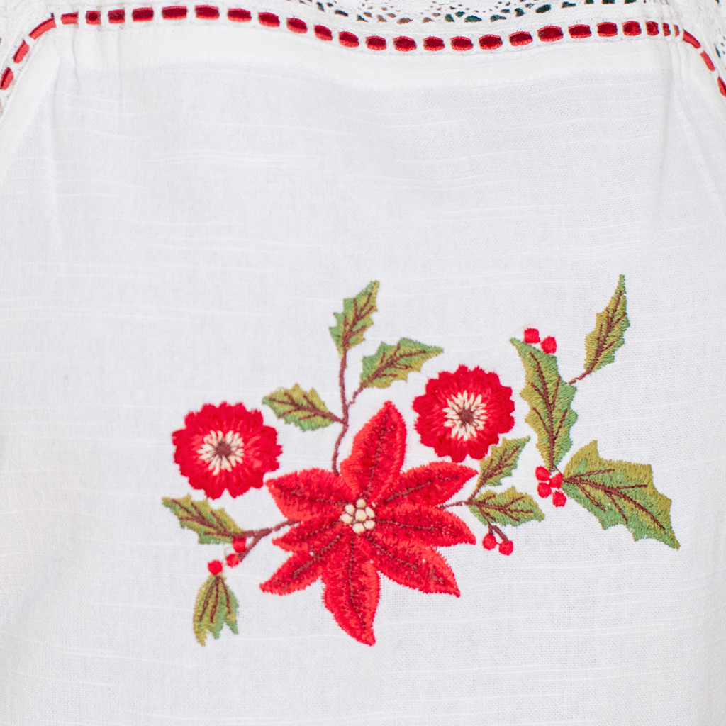 Poinsettia Cross Stitch Embroidered Apron - The Well Appointed House