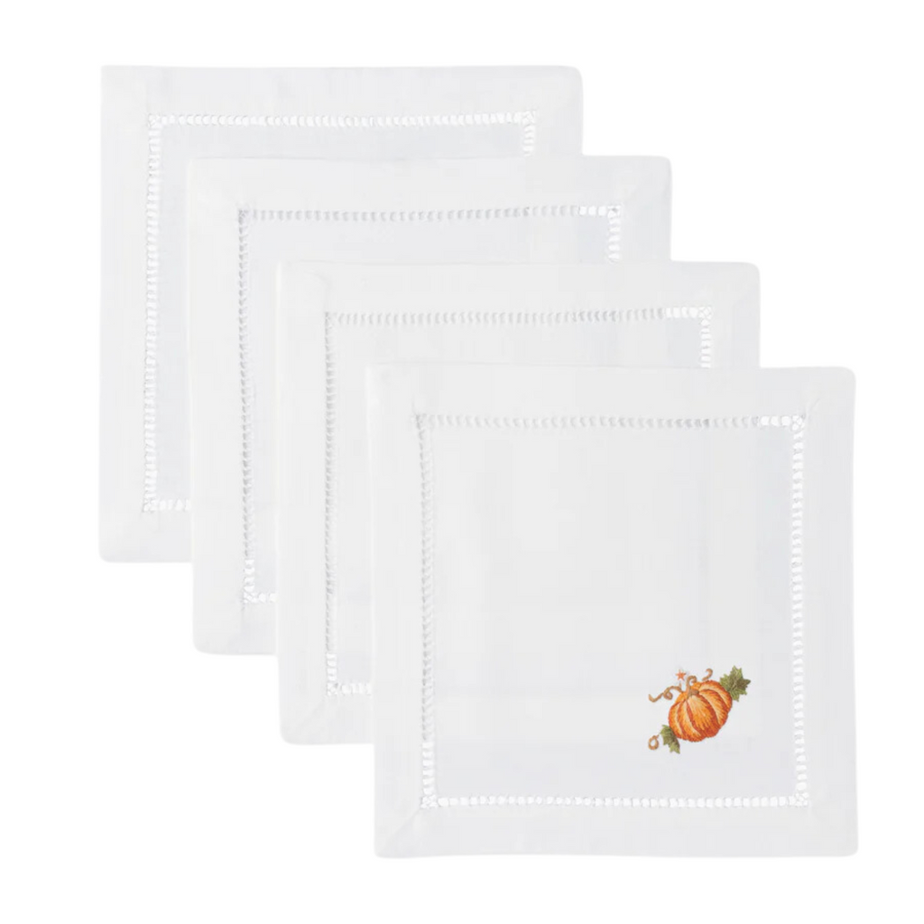 Set of 4 Pumpkins Grande Cocktail Napkins - The Well Appointed House