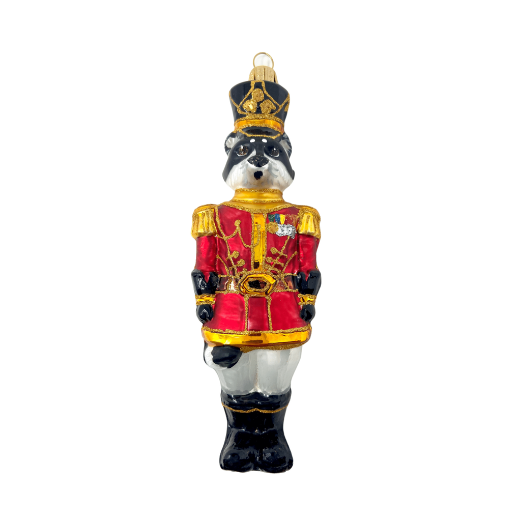 Raccoon Nutcracker Blown Glass Christmas Ornament - The Well Appointed House