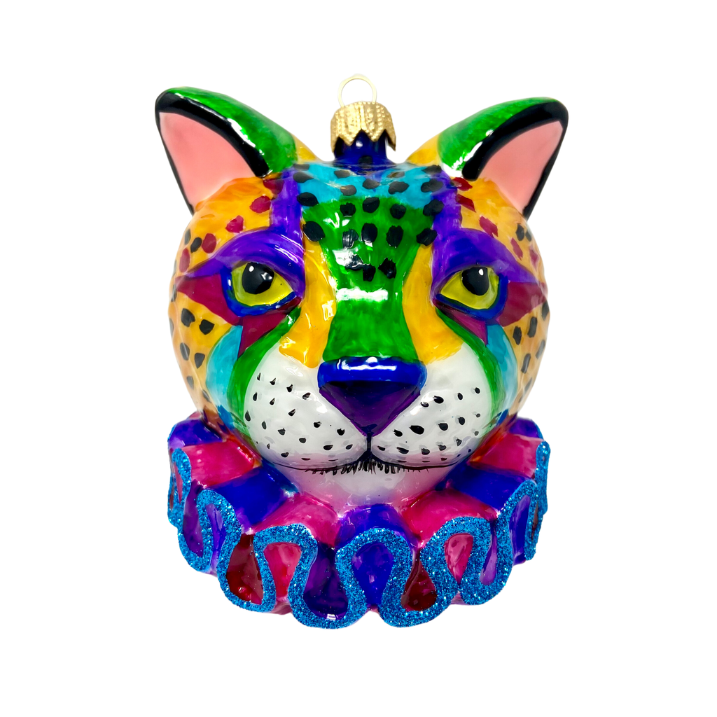 Rainbow Cheetah Blown Glass Christmas Ornament - The Well Appointed House