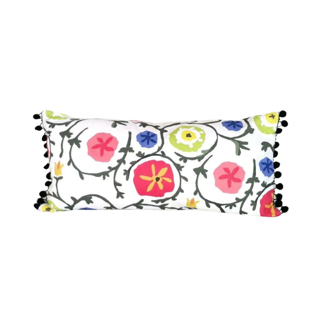 Ramoshka Lumbar Decorative Pillow with Pom Poms - Pillows - The Well Appointed House