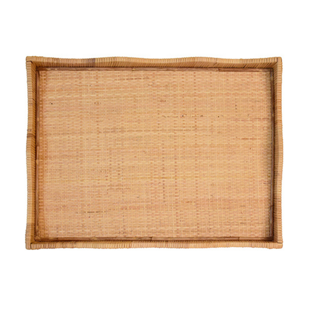 Rectangular Natural Rattan Wrapped Tray - The Well Appointed House 