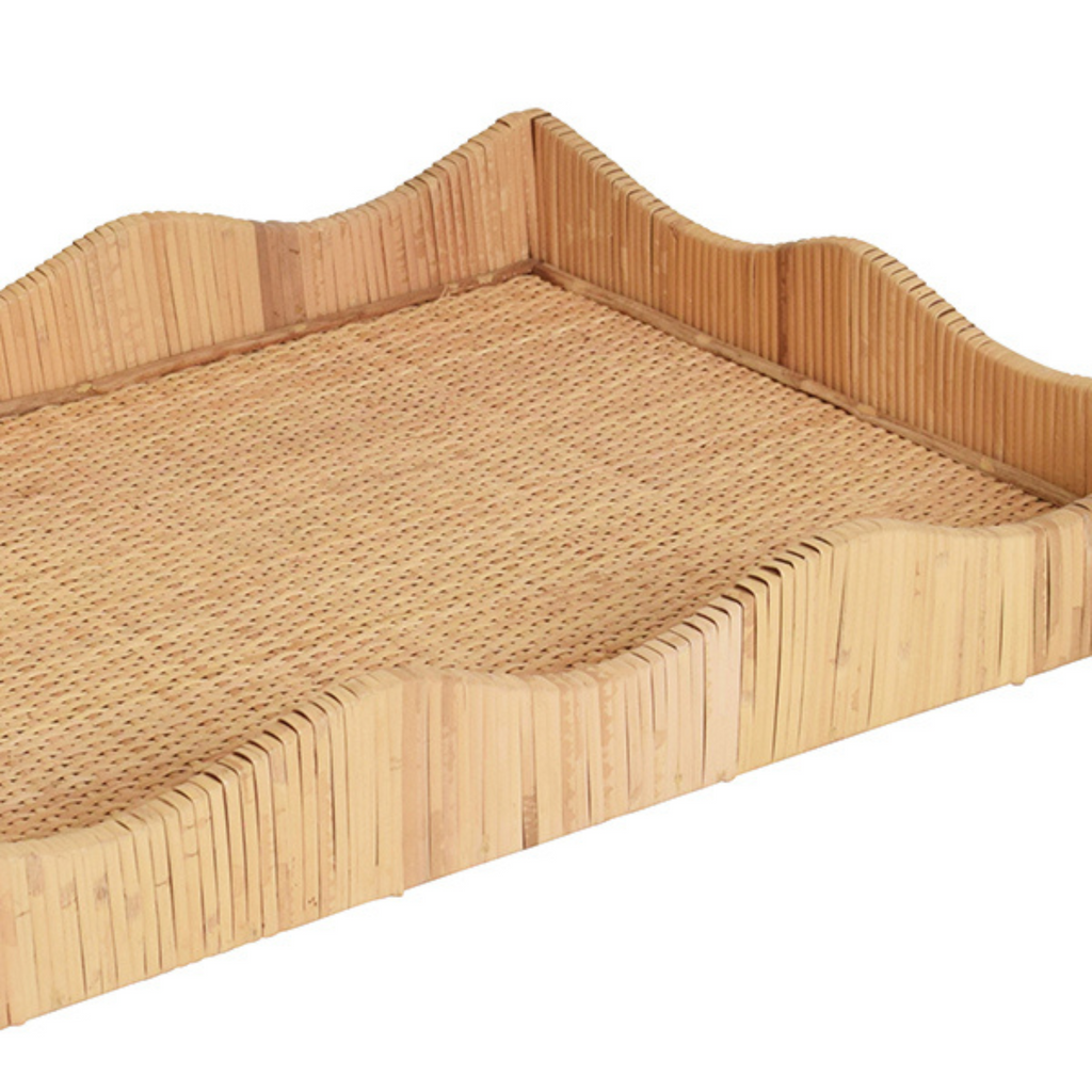 Rectangular Natural Rattan Wrapped Tray - The Well Appointed House 