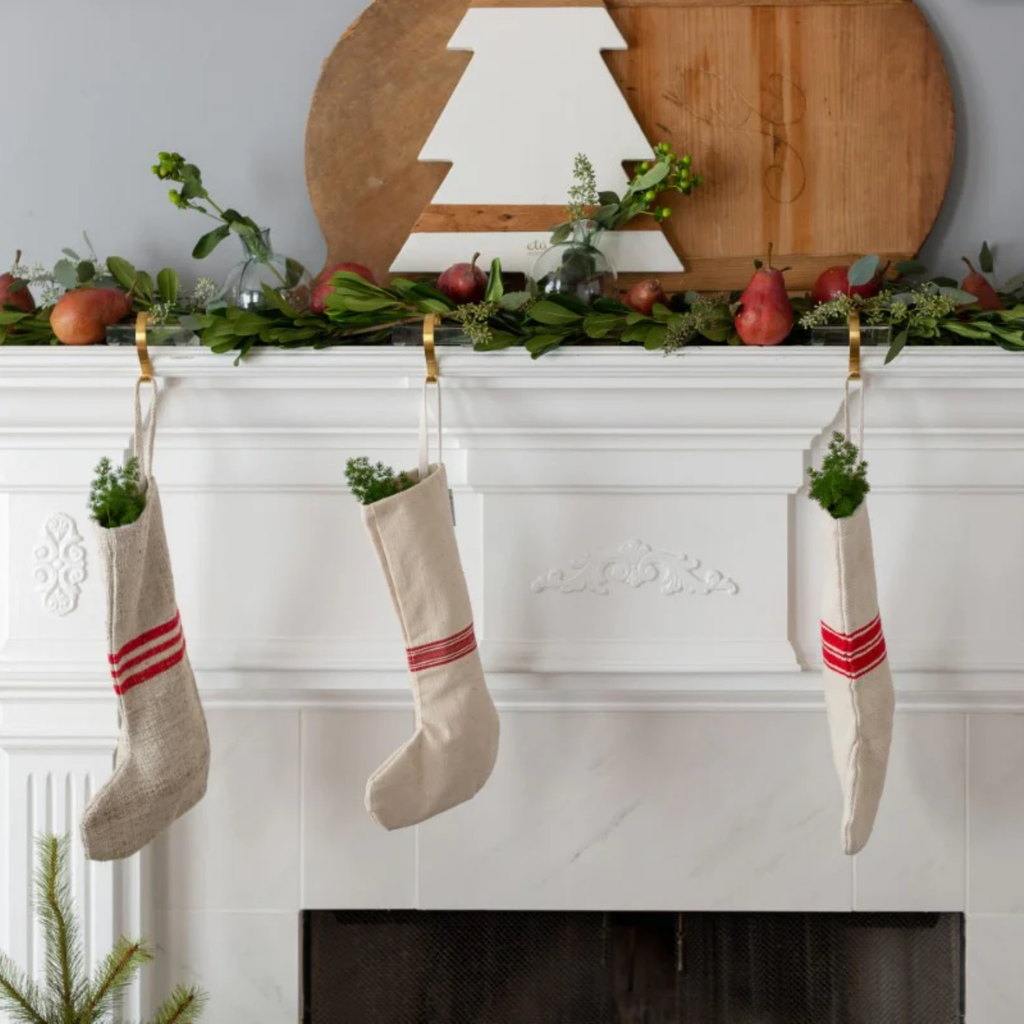 Set of Two Red Striped Holiday Stockings - The Well Appointed House