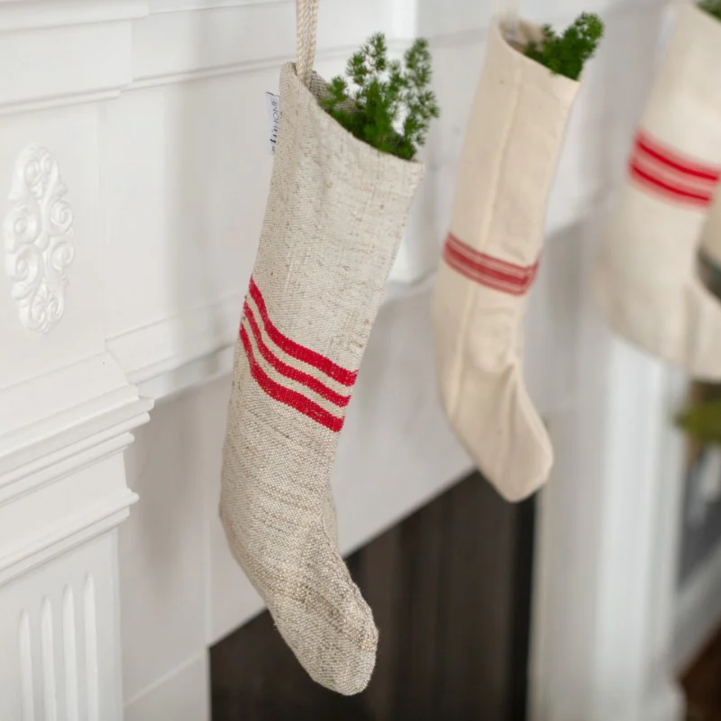 Set of Two Red Striped Holiday Stockings - The Well Appointed House