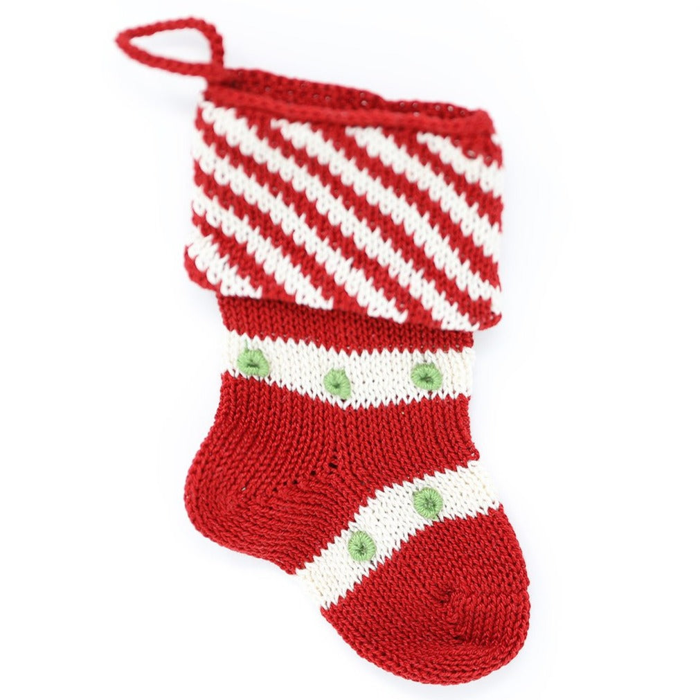 Mini Diagonal Stripe Cuff Stocking in Red - The Well Appointed House