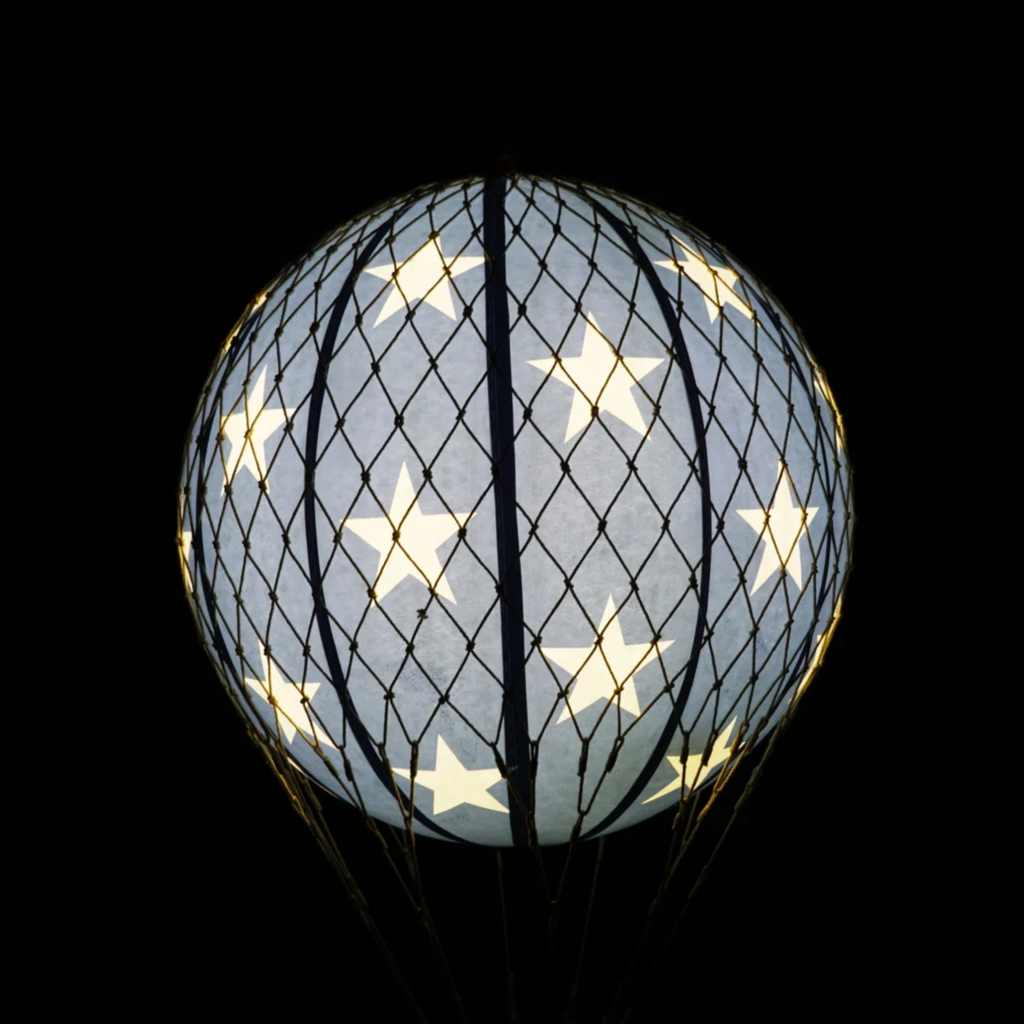 LED Illuminated Blue With Stars Air Balloon Model - The Well Appointed House