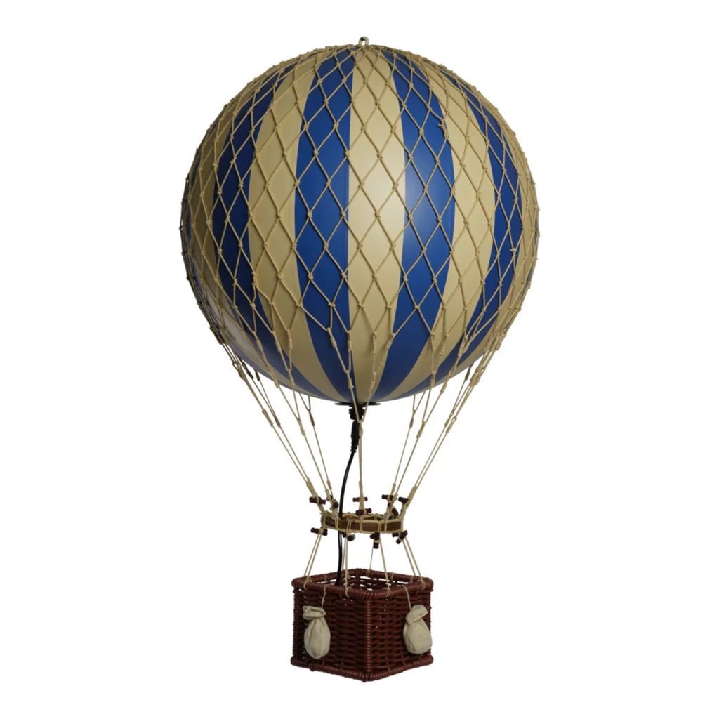 LED Illuminated Blue & Gold Air Balloon Model - The Well Appointed House