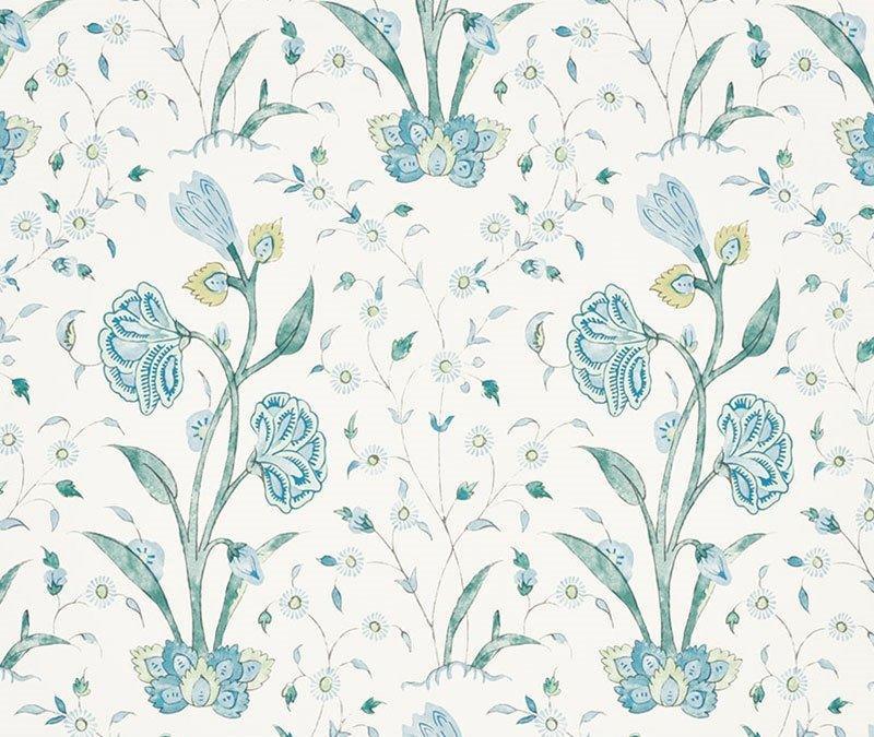 Schumacher Khilana Floral Wallpaper in Peacock – The Well Appointed House