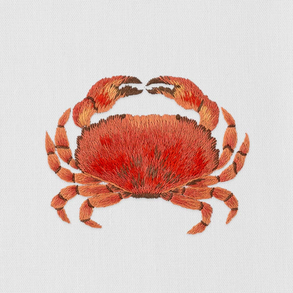 Set of 4 Crab Design Embroidered Dinner Napkins - The Well Appointed House 