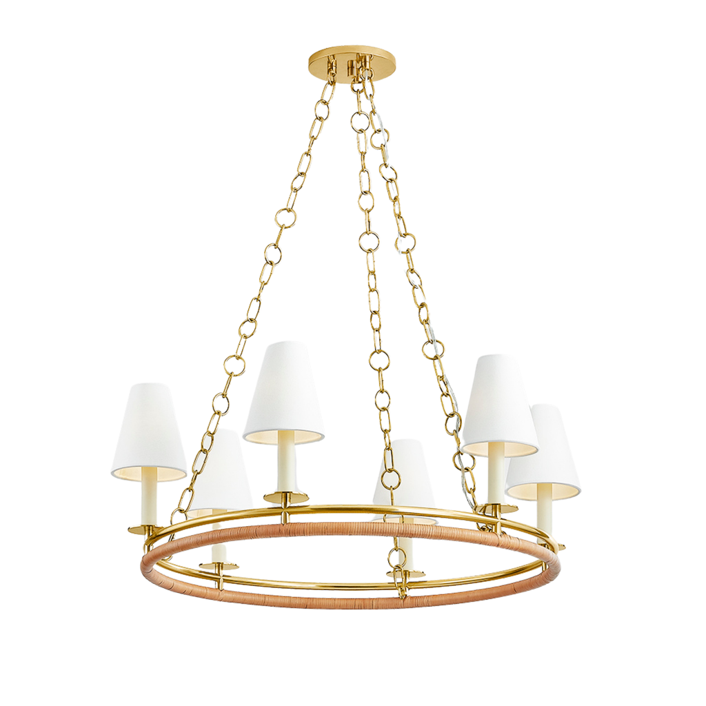 Swanton Double Ring Six Lamp Chandelier in Aged Brass Finish - The Well Appointed House