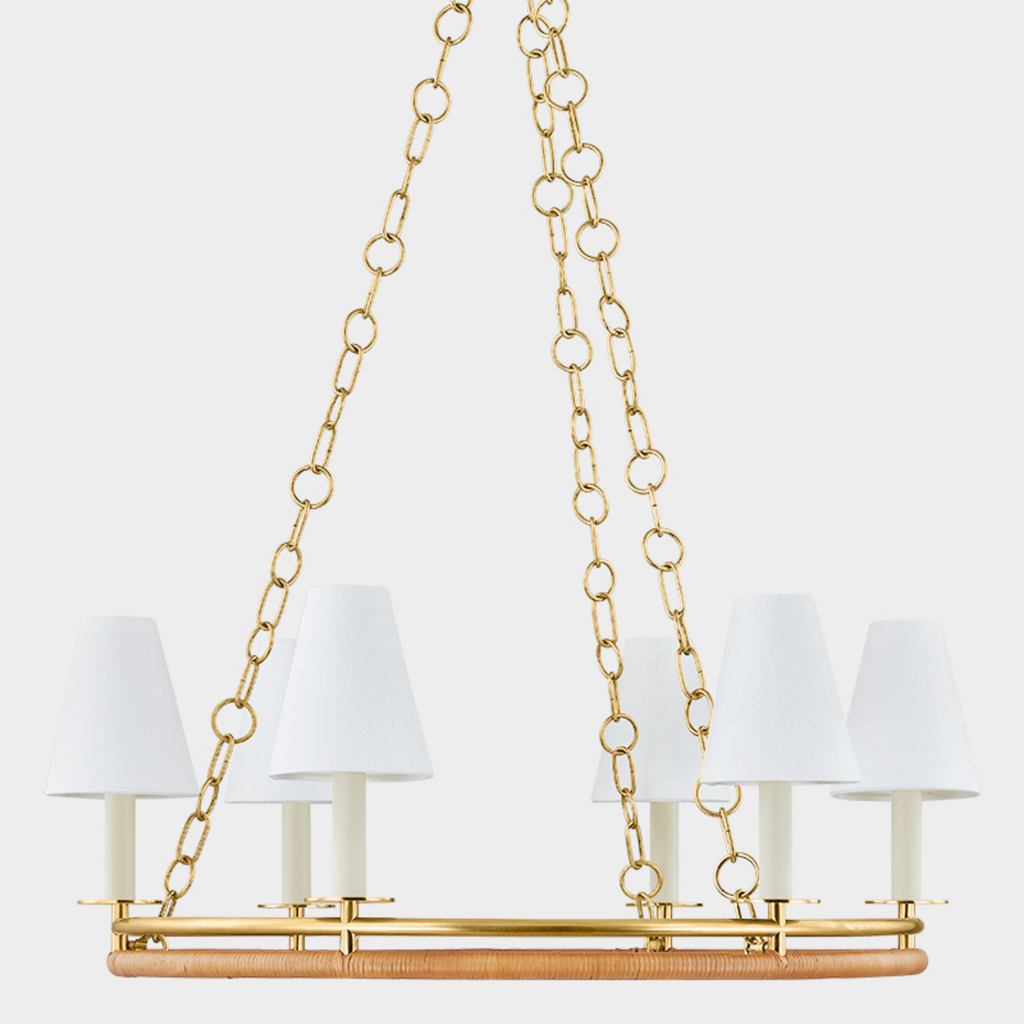 Swanton Double Ring Six Lamp Chandelier in Aged Brass Finish - The Well Appointed House