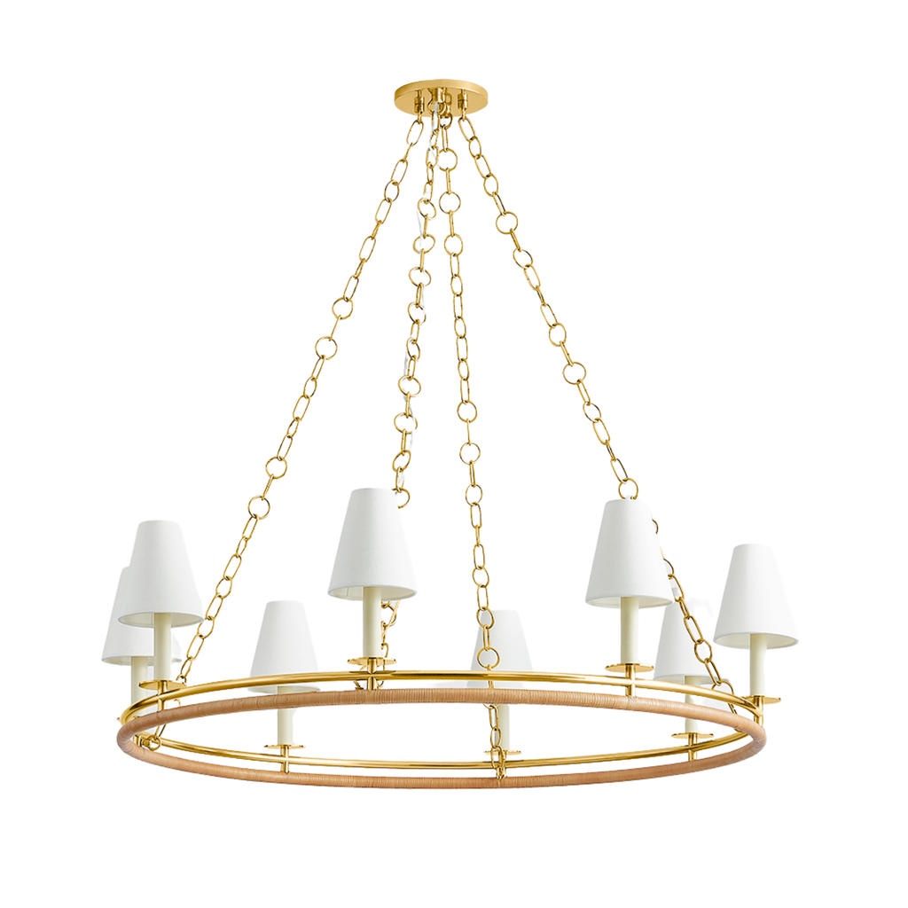 Swanton Double Ring Eight Lamp Chandelier in Aged Brass Finish - The Well Appointed House