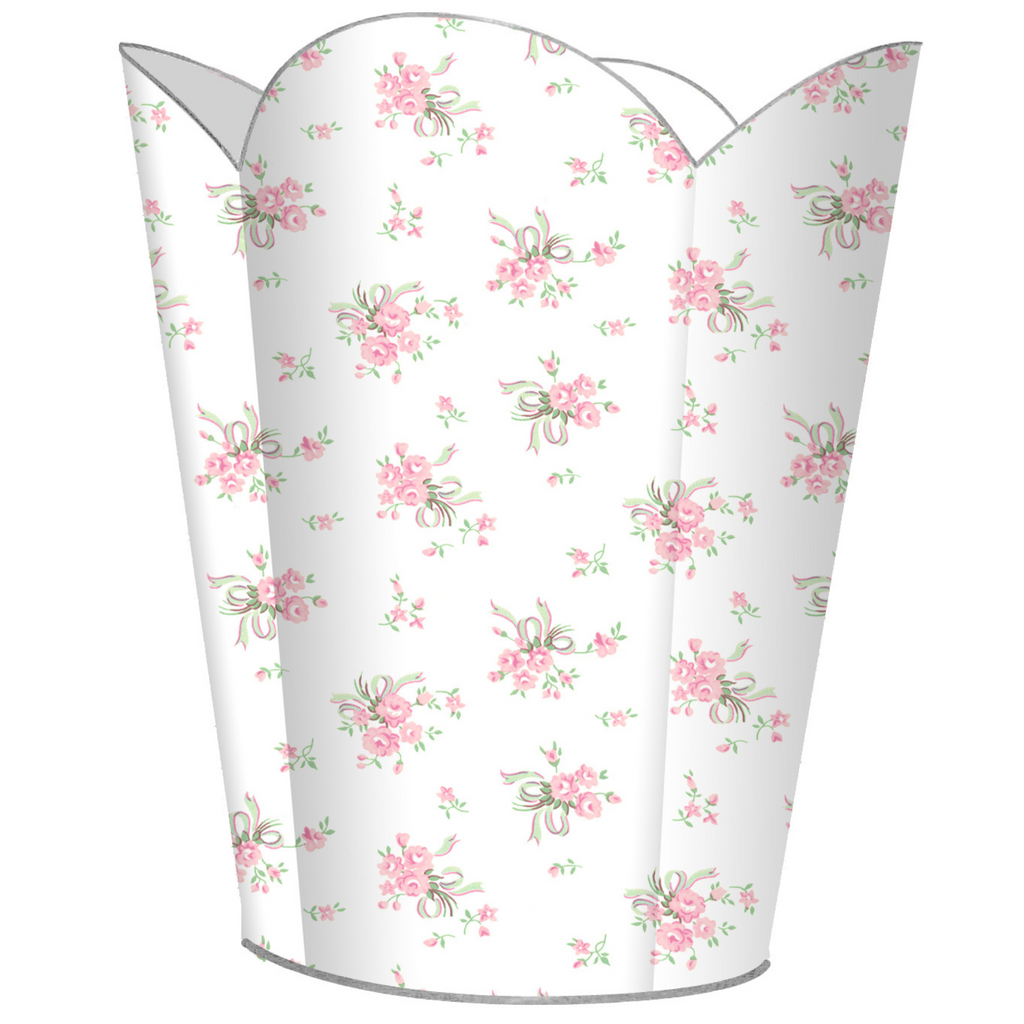 Sweet Pea Wastepaper Basket and Optional Tissue Box Cover - Wastebasket - The Well Appointed House
