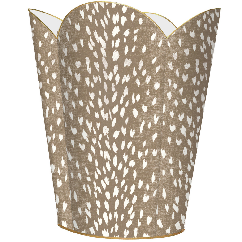 Tan Antelope Wastepaper Basket and Optional Tissue Box Cover - Wastebasket Sets - The Well Appointed House