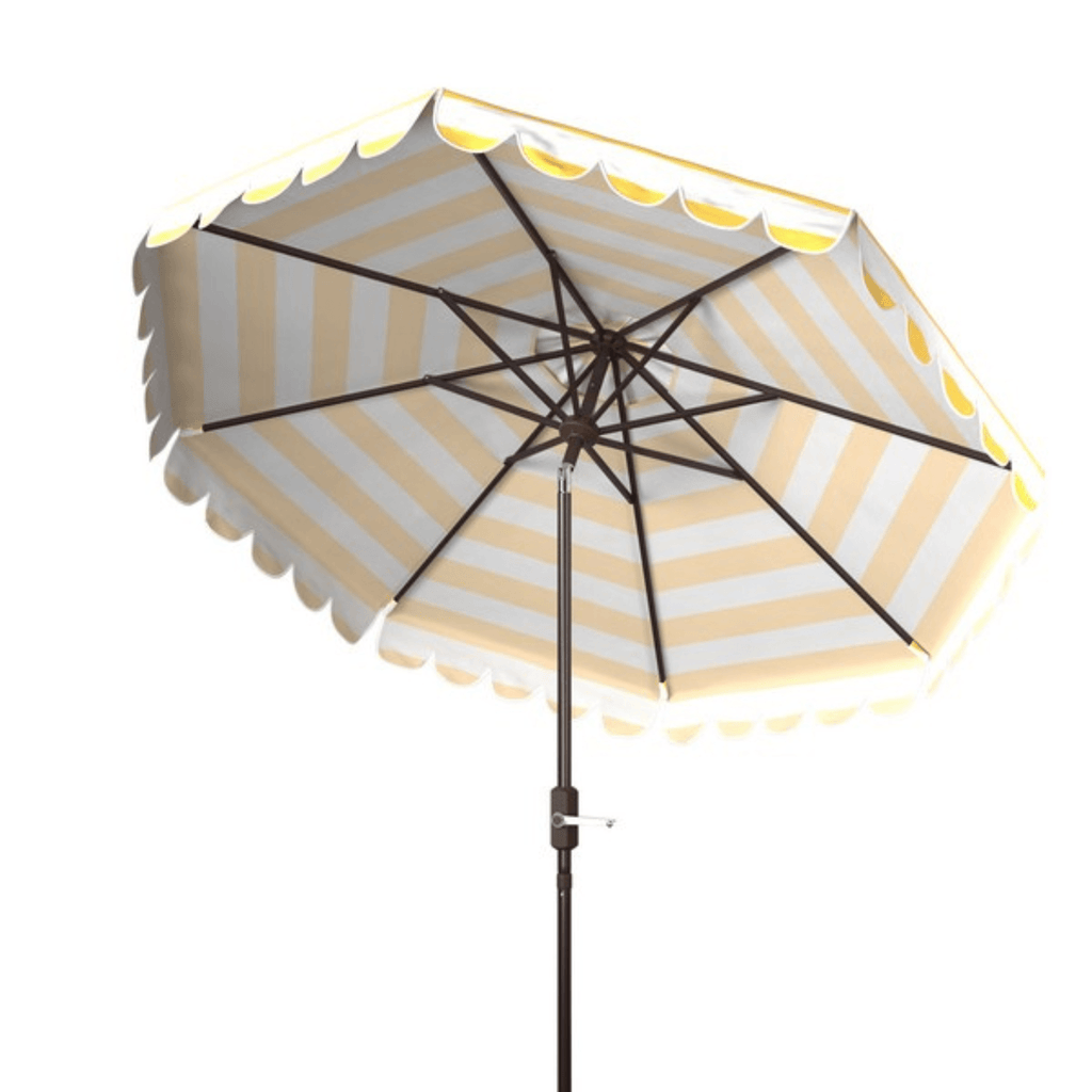 Tangerine Striped Scalloped Edge 9' Outdoor Patio Umbrella - Outdoor Umbrellas - The Well Appointed House