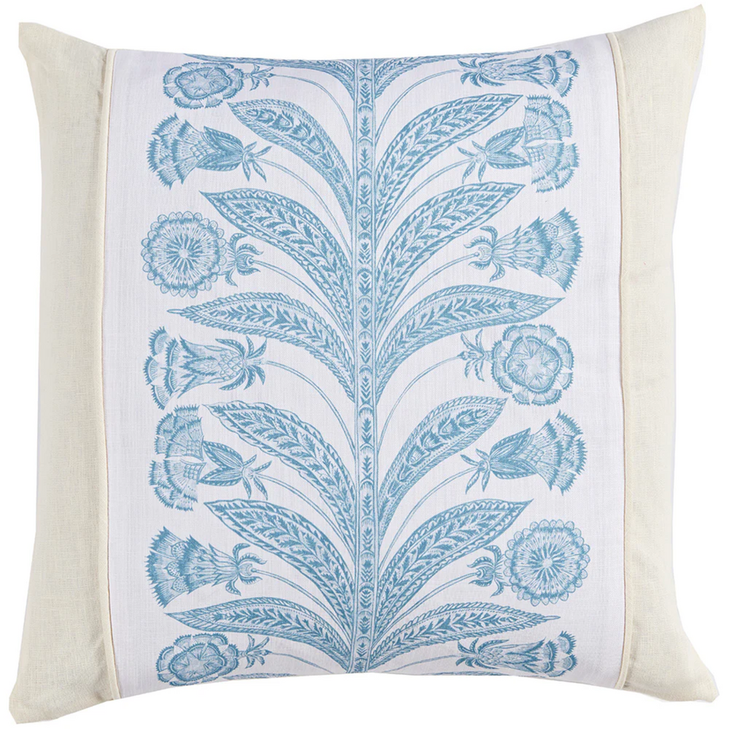 Thora Blue With Eggshell Linen Back Decorative Throw Pillow - The Well Appointed House