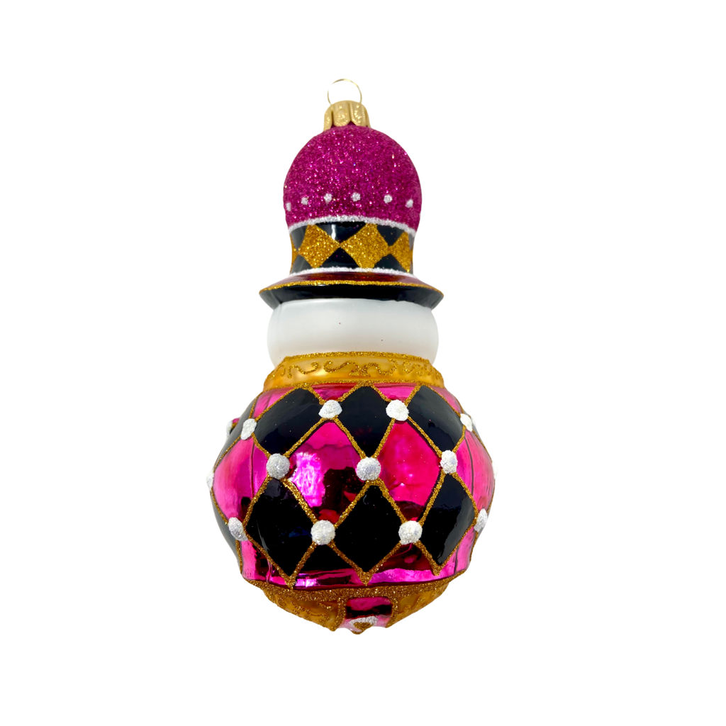 Tickled Pink Signature Snowman Blown Glass Christmas Ornament - The Well Appointed House