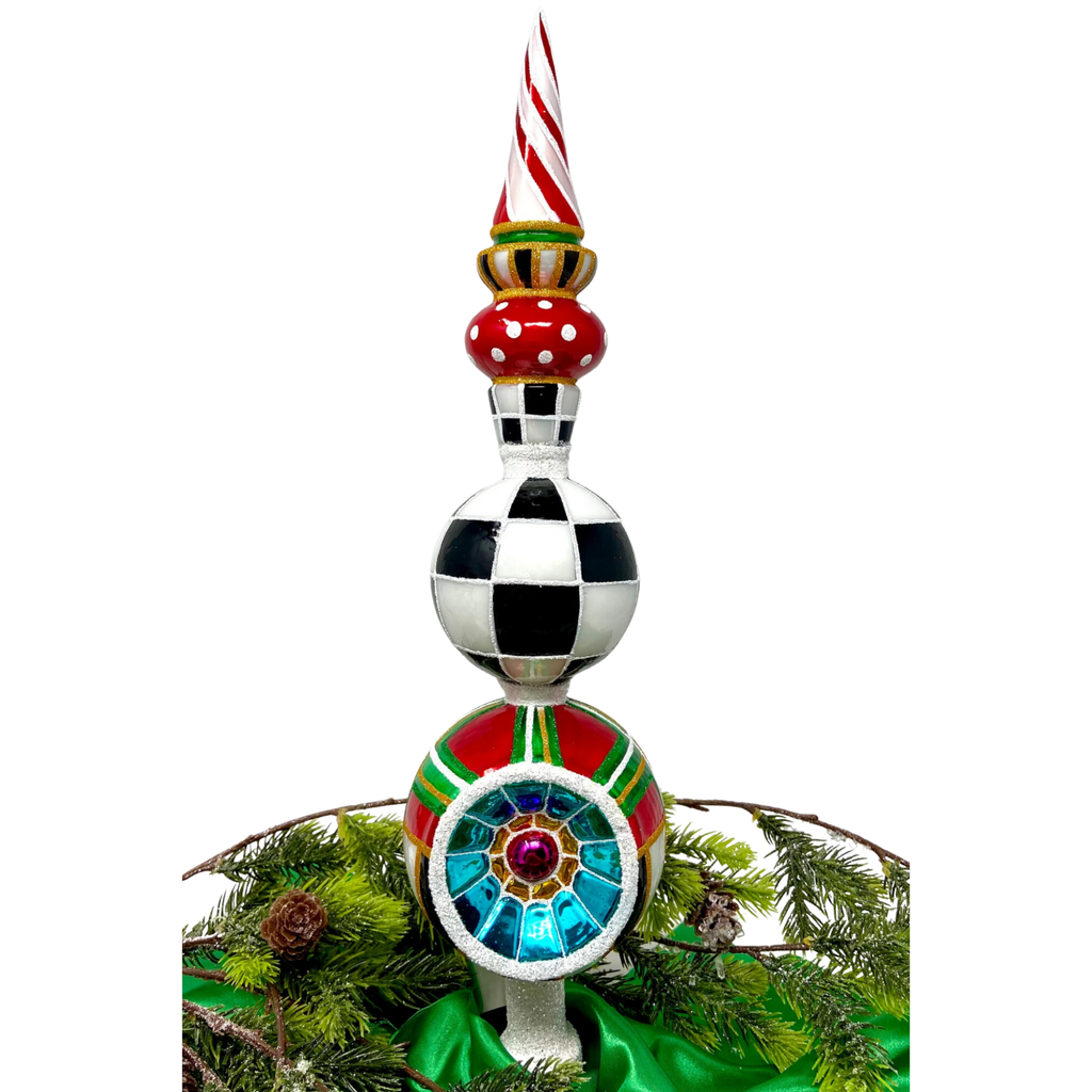 Tartan Blown Glass Christmas Tree Topper - The Well Appointed House