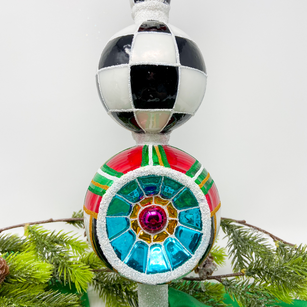 Tartan Blown Glass Christmas Tree Topper - The Well Appointed House