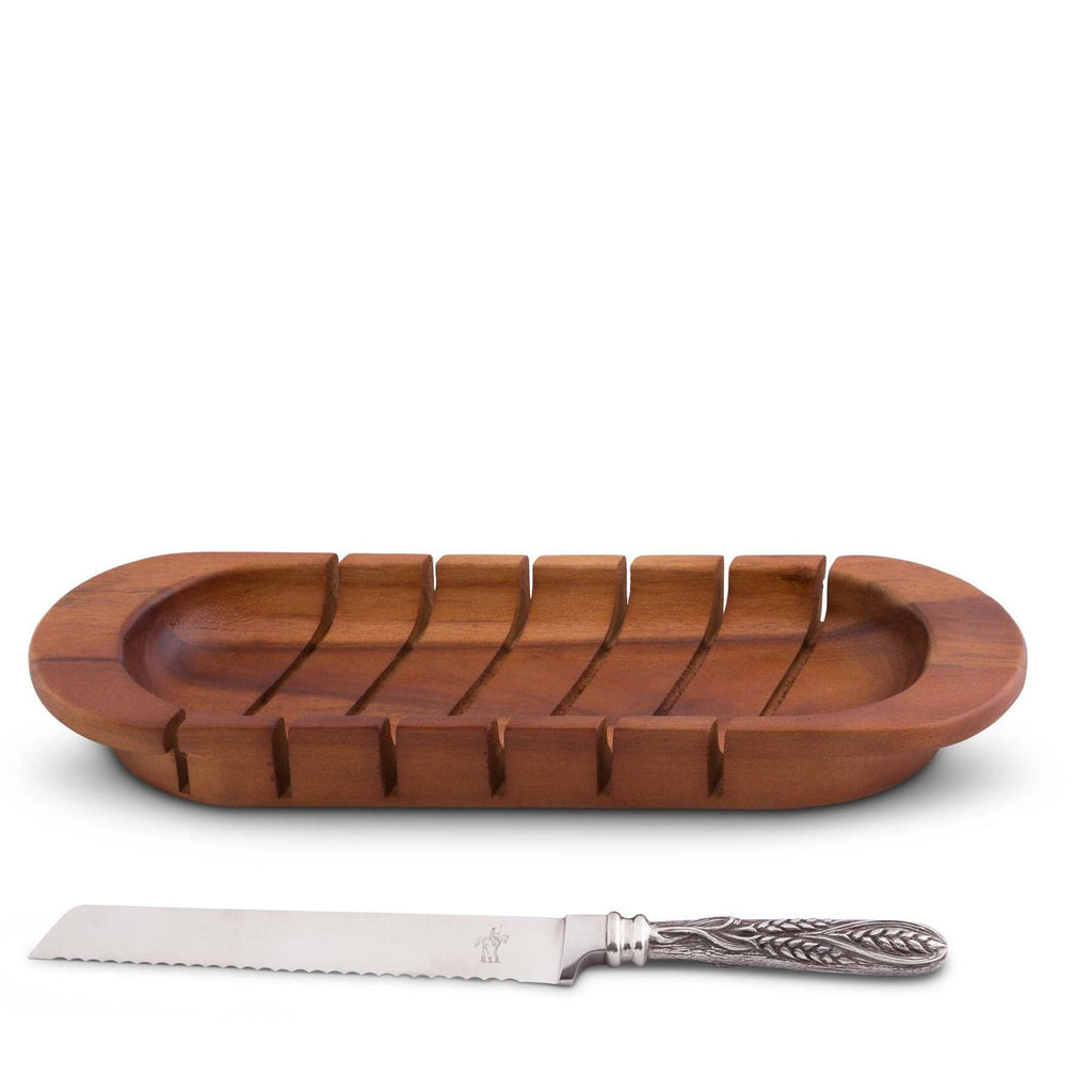 Oval Bread Board with Pewter Wheat Knife - The Well Appointed House