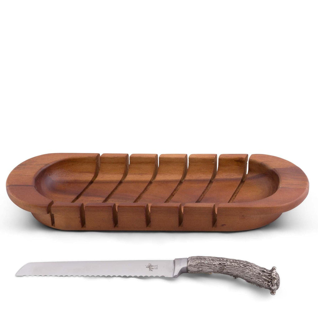 Oval Bread Board with Antler Knife - The Well Appointed House