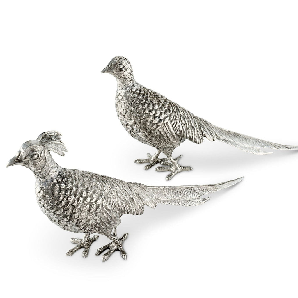 Pewter Pheasant Statuettes - The Well Appointed House