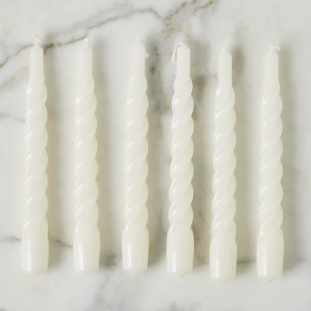 Set of Six White Twisted Taper Candles - The Well Appointed House