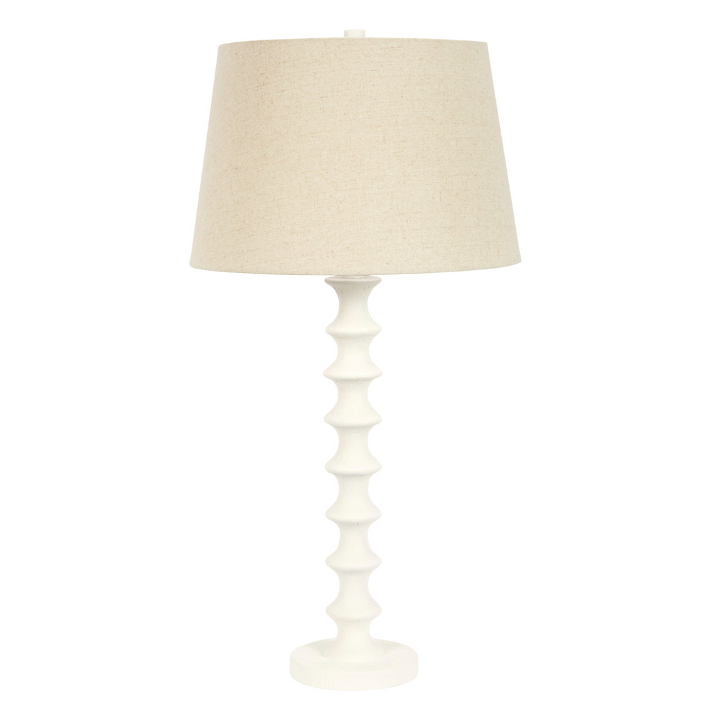 White Gesso Table Lamp with Natural Shade - The Well Appointed House 